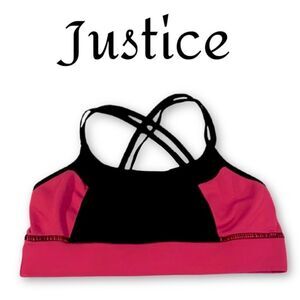 Justice Pink and Black Bralette M/L EUC